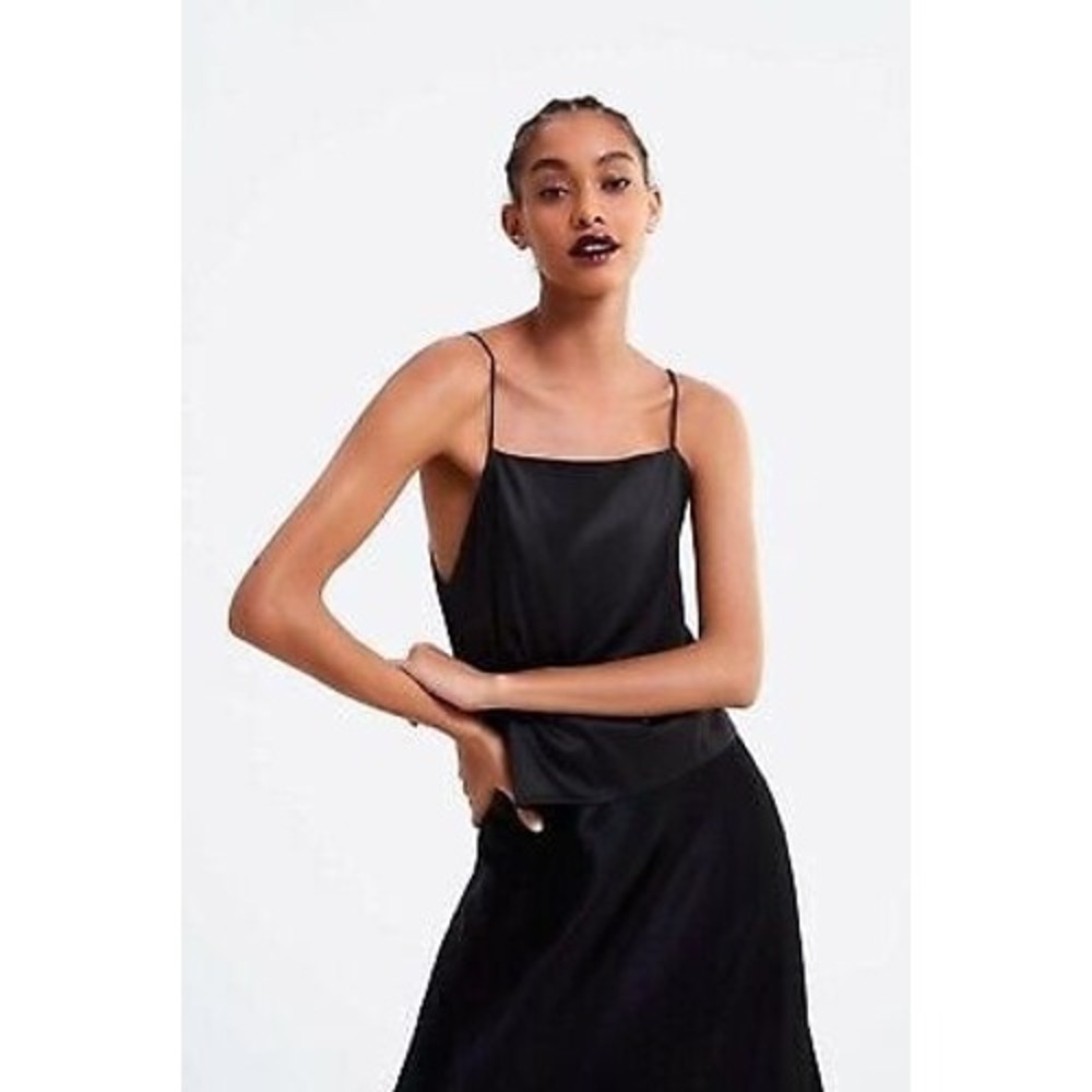 Zara Black Satin Square Top With‎ Strap Top